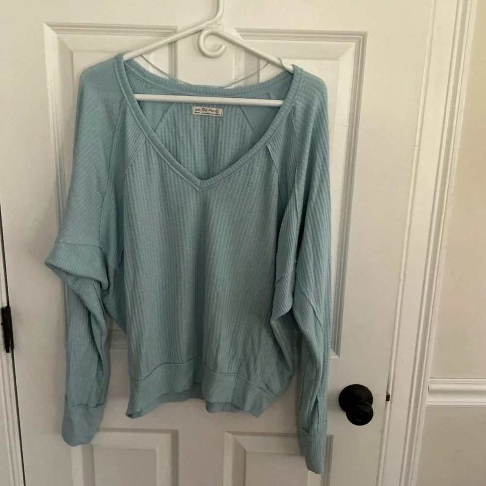 We the Free People Santa Clara thermal top sz medium Touch of Sky
